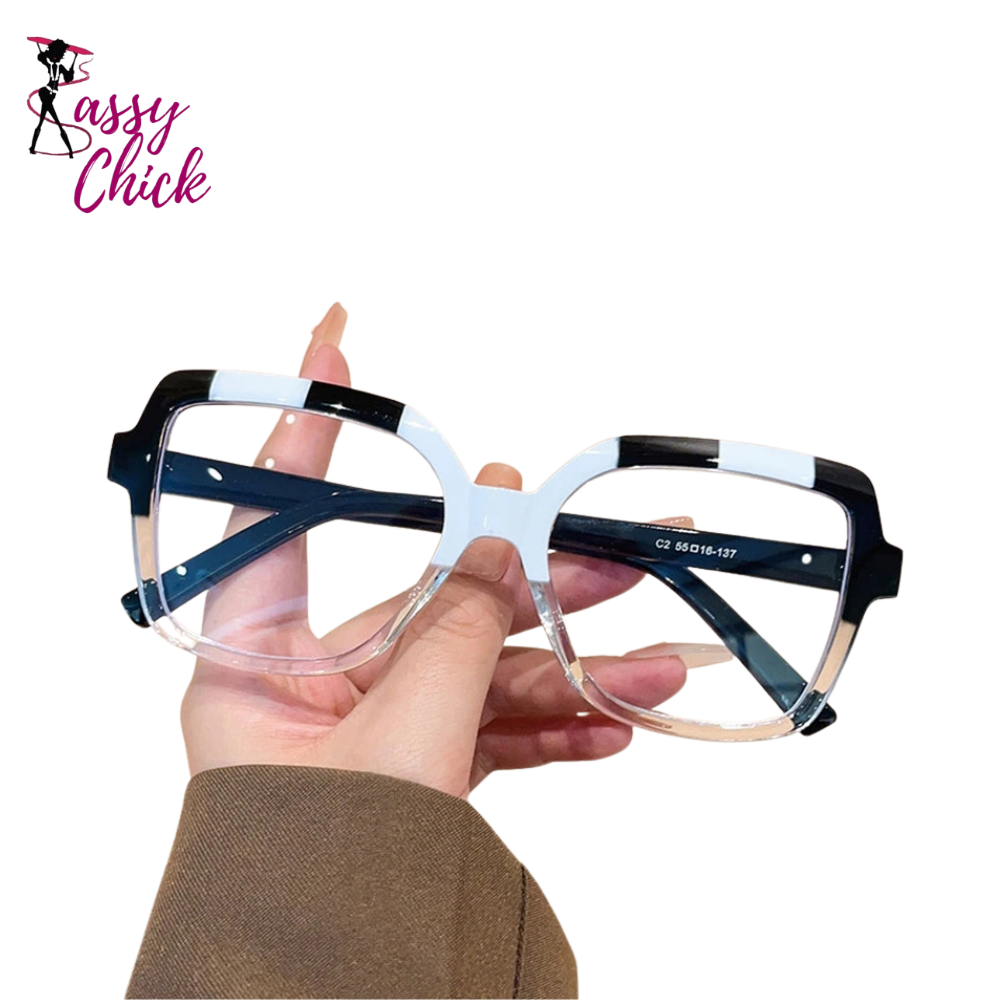 Square Large Frame Resin Presbyopic Eyeglass Sassy Chick Logo