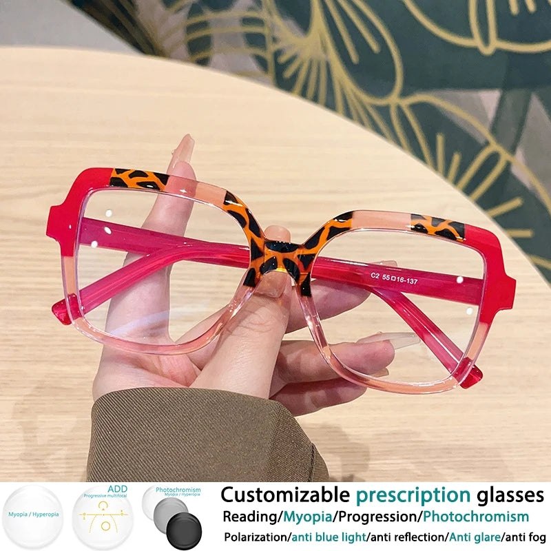 Red Square Large Frame Resin Presbyopic Eyeglass