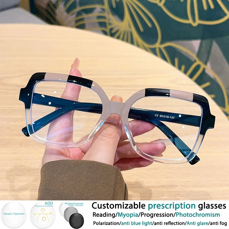 Black Square Large Frame Resin Presbyopic Eyeglass