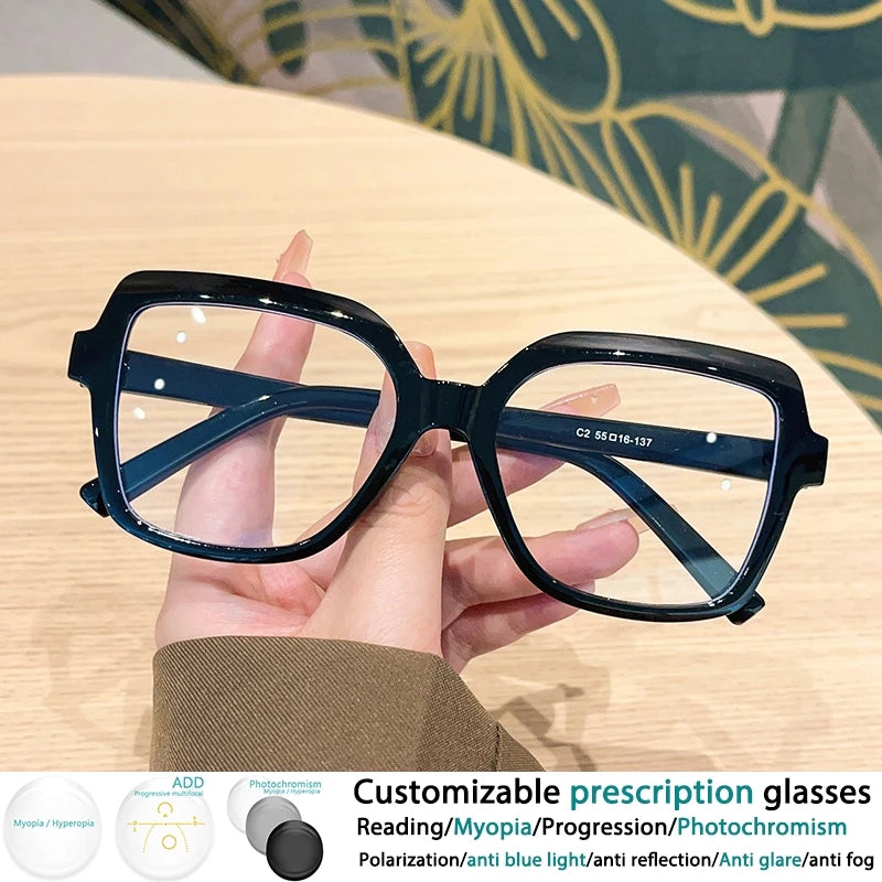 Black Square Large Frame Resin Presbyopic Eyeglass