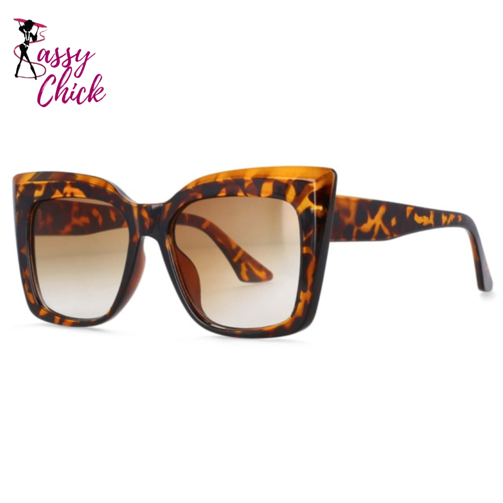 Square Oversized Cat Eye Sunglasses Sassy Chick Logo