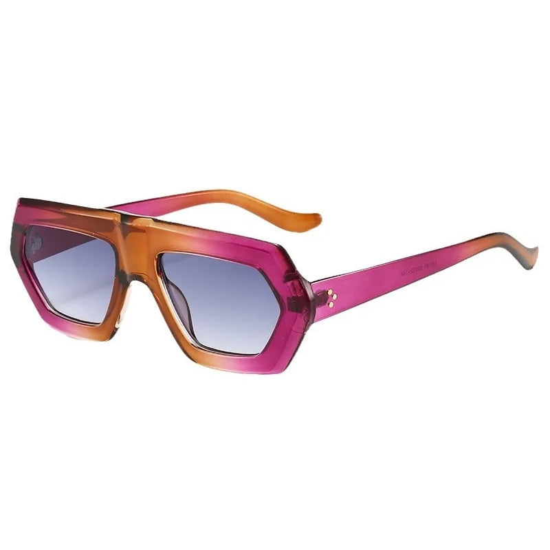 Square Retro Gradient Sunglasses pink brown