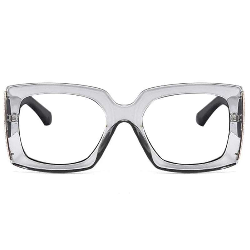 Square Retro Oversized Reading Glasses clear frame