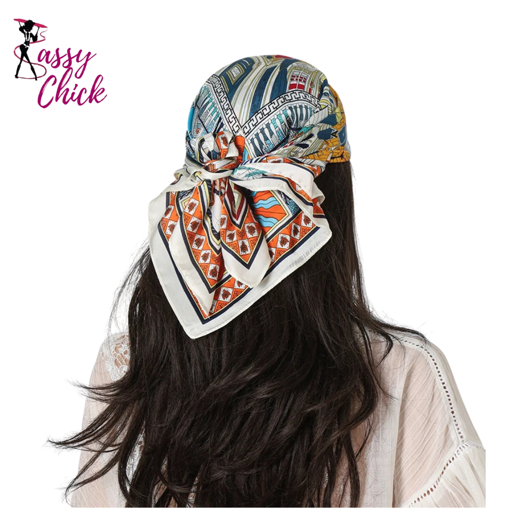 Square Silk Feeling Scarf 70X70cmPrint Bandana Satin Hijab Sassy Chick Logo