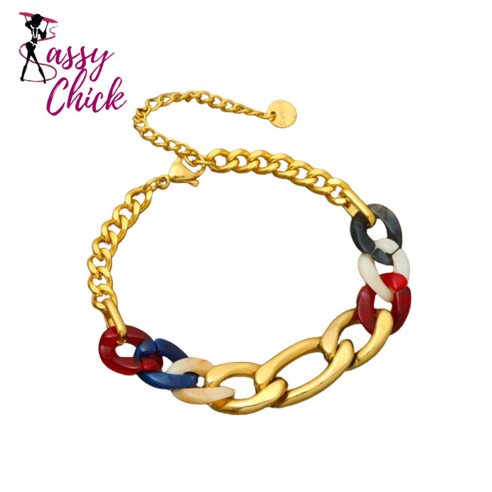 Stainless Steel Thick Chain Necklace Bracelet Sassy Chick Logo
