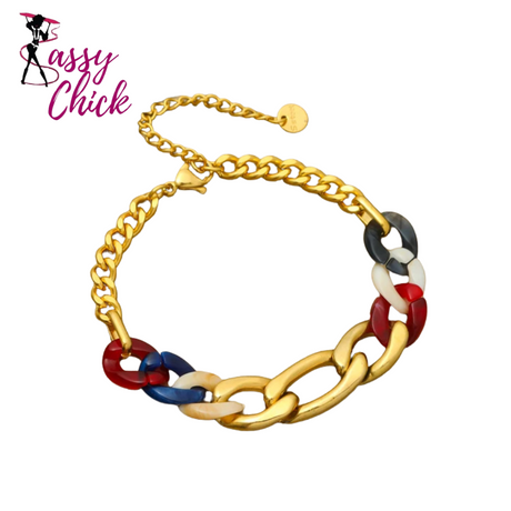 Stainless Steel Thick Chain Necklace Bracelet Sassy Chick Logo