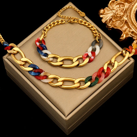 Stainless Steel Thick Chain Necklace Bracelet