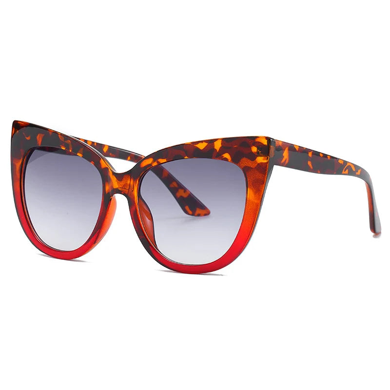 red/leopard frame gradient black lens sunglasses