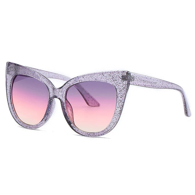 grey glitters frame gradient pink lens sunglasses