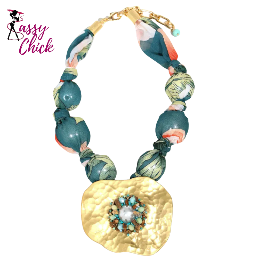 Statement Beads with Geometry Pendant Jewelry Sassy Chick Logo