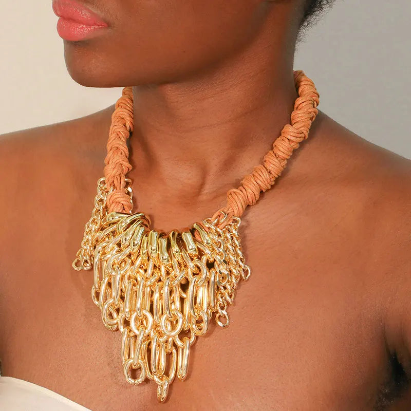 Model Using Statement Chains Accessories Handmade Beads Necklace