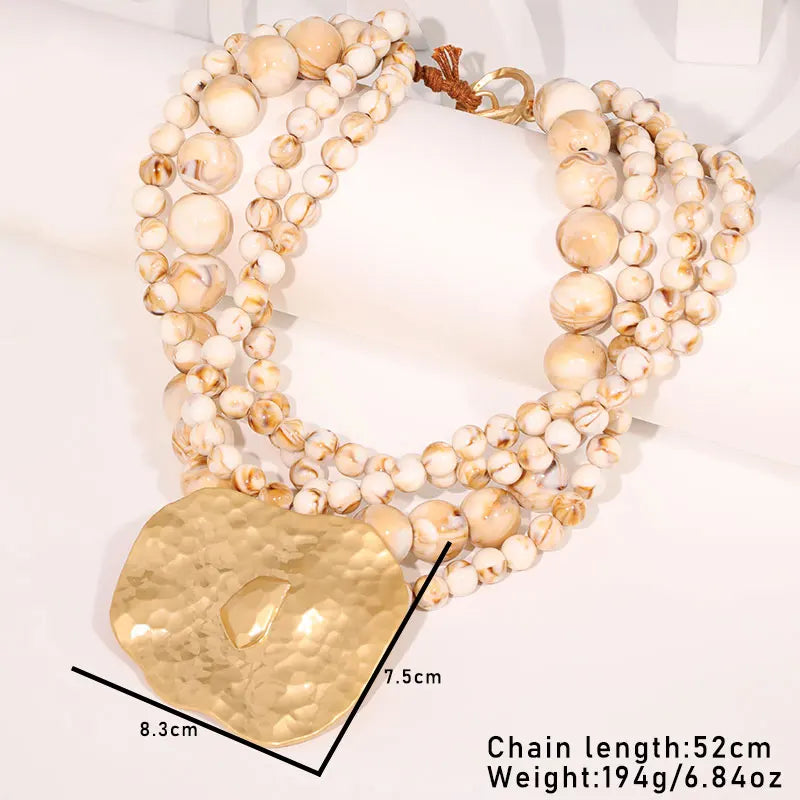 Size of Statement Geometry Pendant Beads Necklace