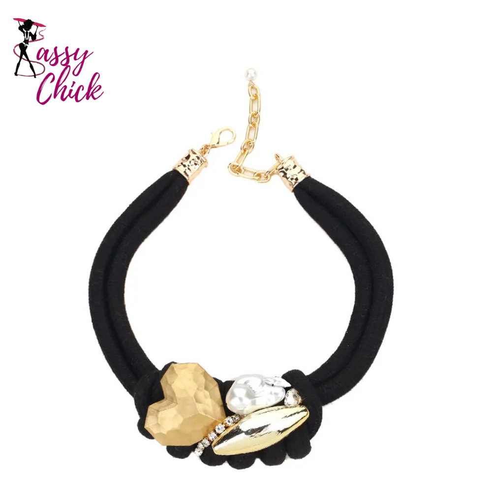 Statement Necklace with Bling Heart Party Jewelry Sassy Chick Logo