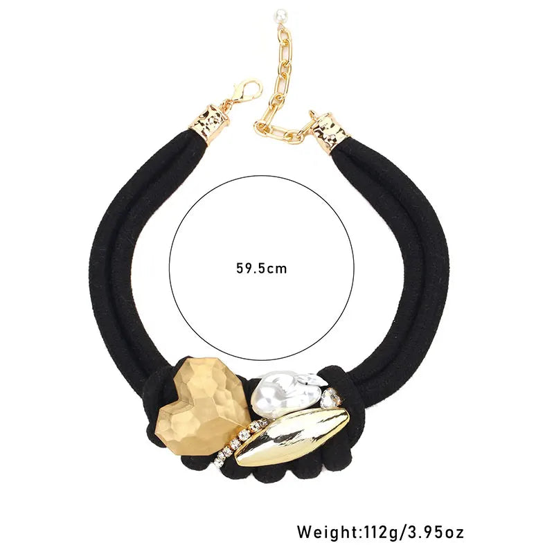 Size Statement Necklace with Bling Heart Party Jewelry