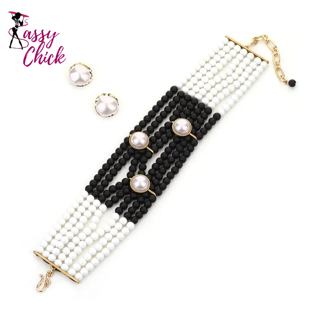 Statement Vintage Pearls Chocker Necklace Sassy Chick Logo