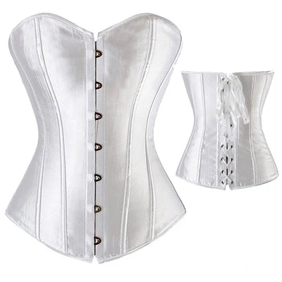 Steampunk Lace Up boned Clothing Plus Size Corsets Front Back White