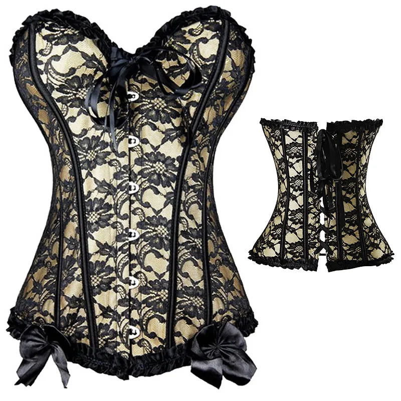 Steampunk Lace Up boned Clothing Plus Size Corsets Front Back Yellow