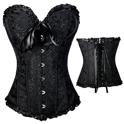 Steampunk Lace Up boned Clothing Plus Size Corsets Front Back Black