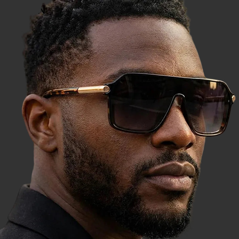 Model Using Steampunk Oversized Metal Big Frame Sunglasses
