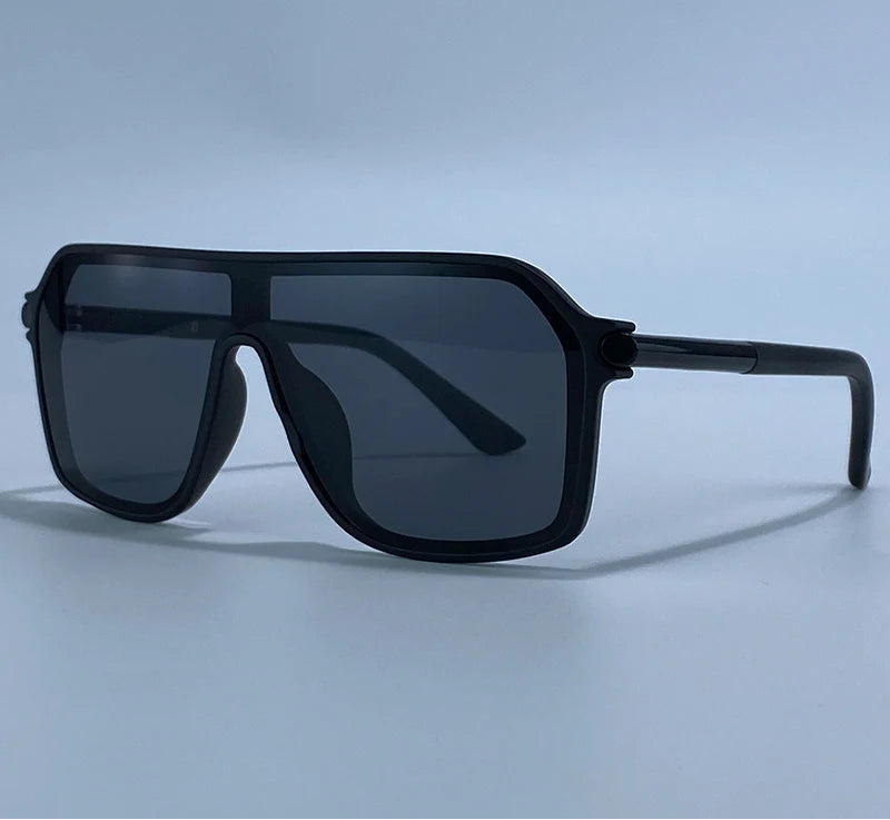 lack Steampunk Oversized Metal Big Frame Sunglasses