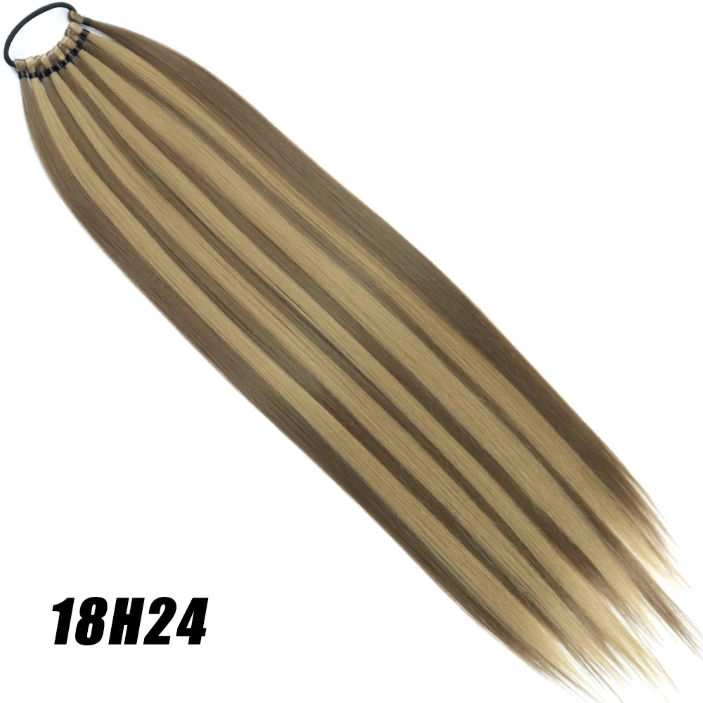 Straight 24Inch Ponytail Synthetic Extensions