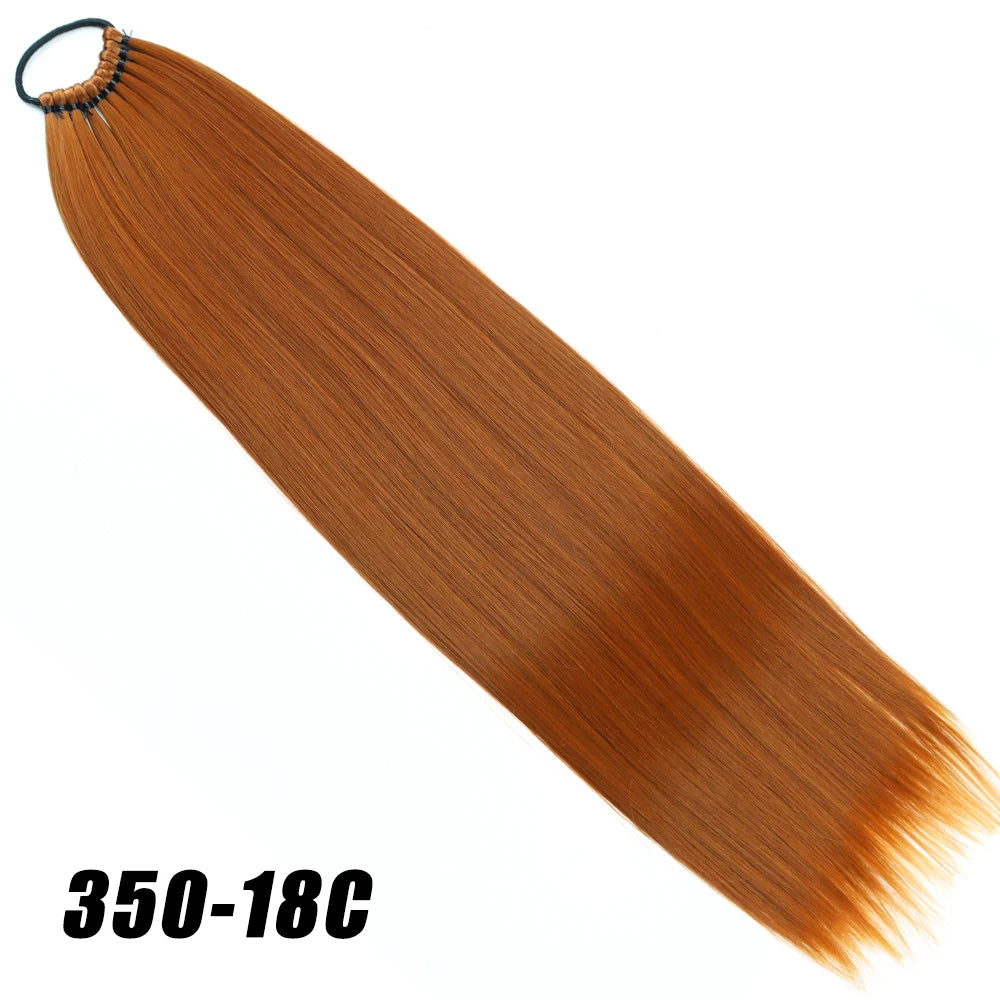 Orange Straight 24Inch Ponytail Synthetic Extensions
