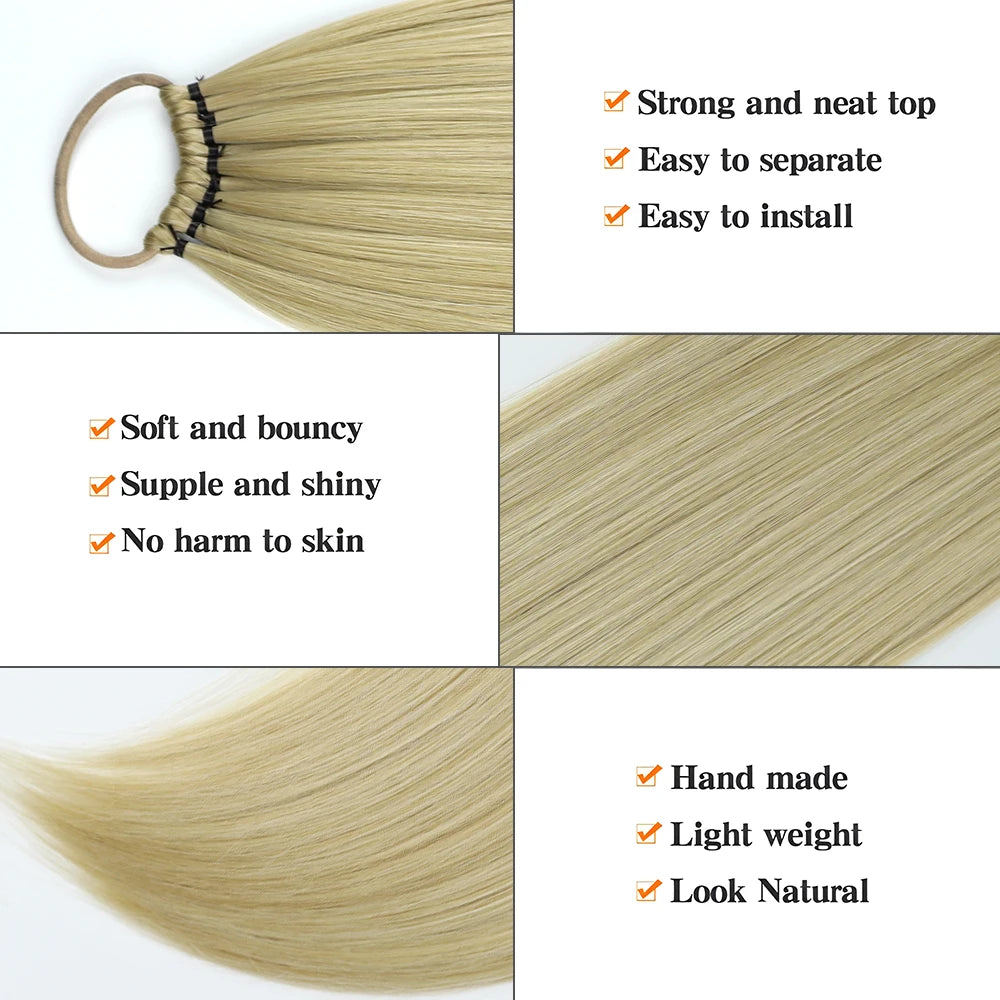 Straight 24Inch Ponytail Synthetic Extensions