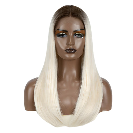 Straight 613 Bob  Synthetic Hair Wig 22" Ombre brown/ white