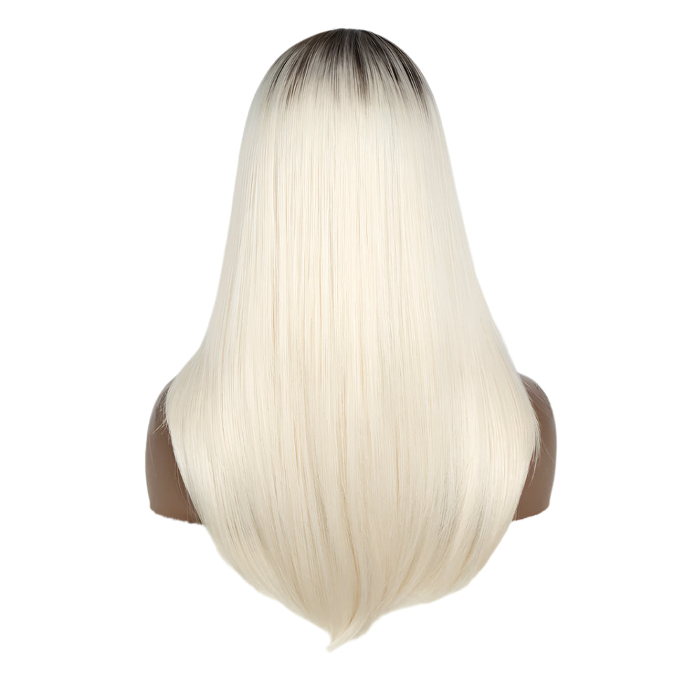 Straight 613 Bob  Synthetic Hair Wig 22" Ombre brown/ white back