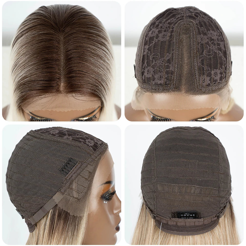 Straight 613 Bob  Synthetic Hair Wig 22" Ombre cap