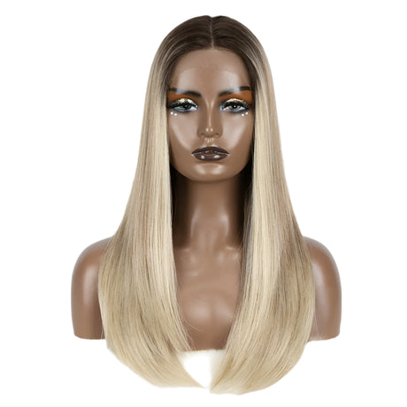 Straight 613 Bob  Synthetic Hair Wig 22" Ombre brown/ white