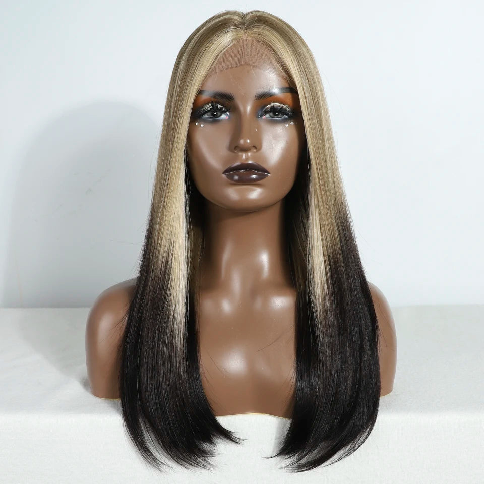 Straight 613 Bob  Synthetic Hair Wig 22" Ombre blonde/ black