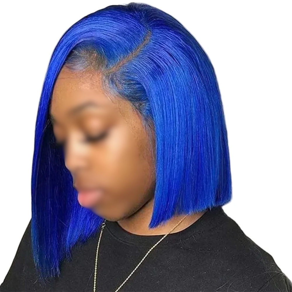 Blue Straight Bob HD Lace Frontal Human Hair 13x4 Wigs