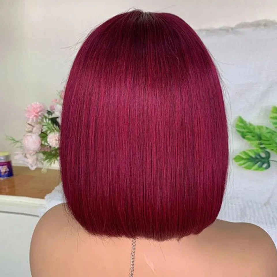 Back of Straight Brazilian Colored Short Human Hair Bob Wigs