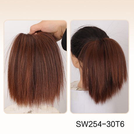 Orange Straight Hair Bun Extension