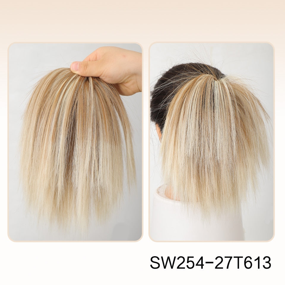 Bleach Blonde Straight Hair Bun Extension