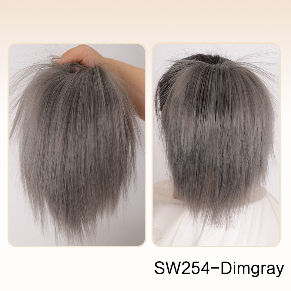 Ash Grey Straight Hair Bun Extension