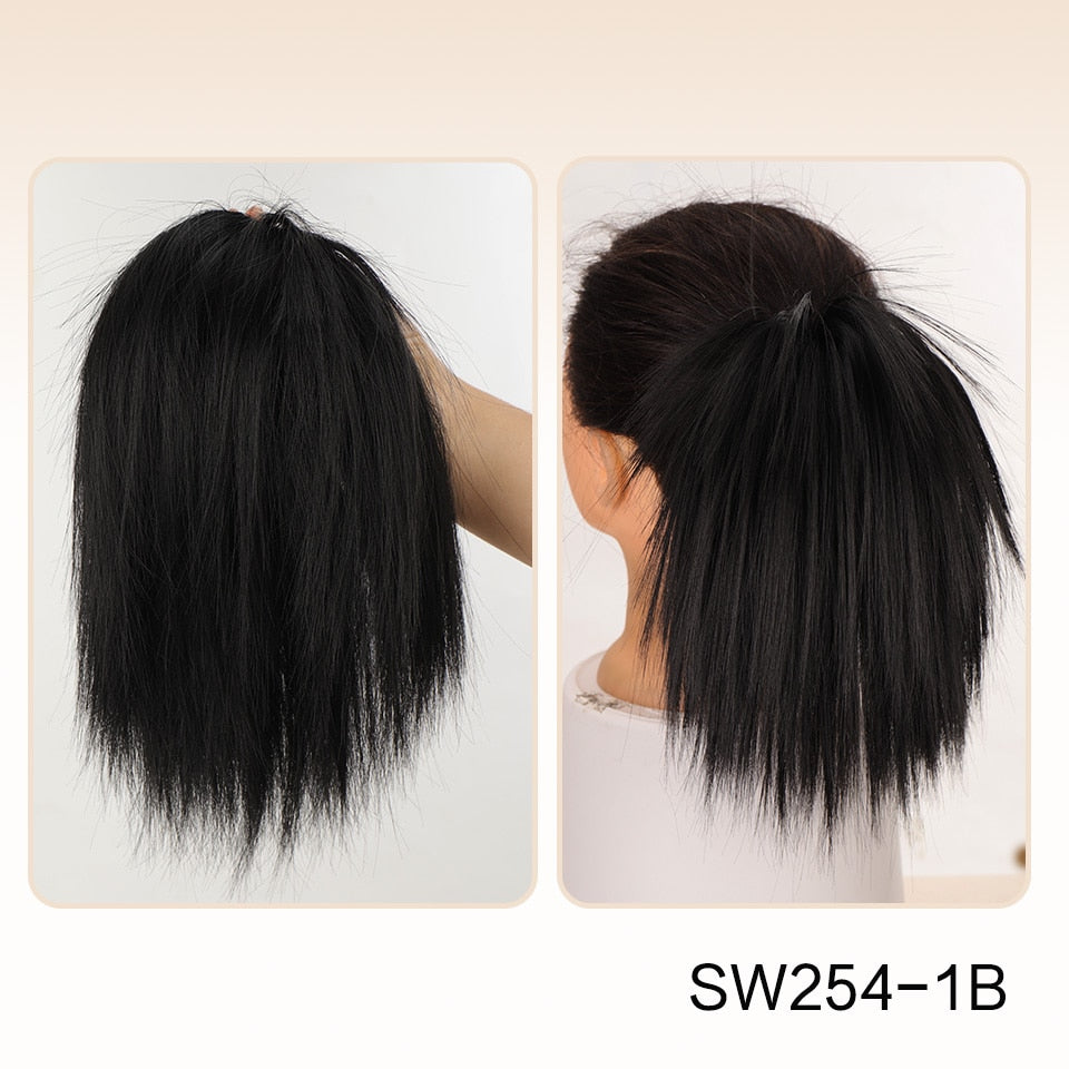 Black Straight Hair Bun Extension