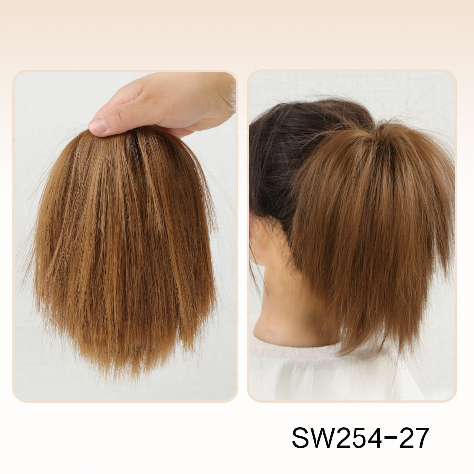 Brown Straight Hair Bun Extension