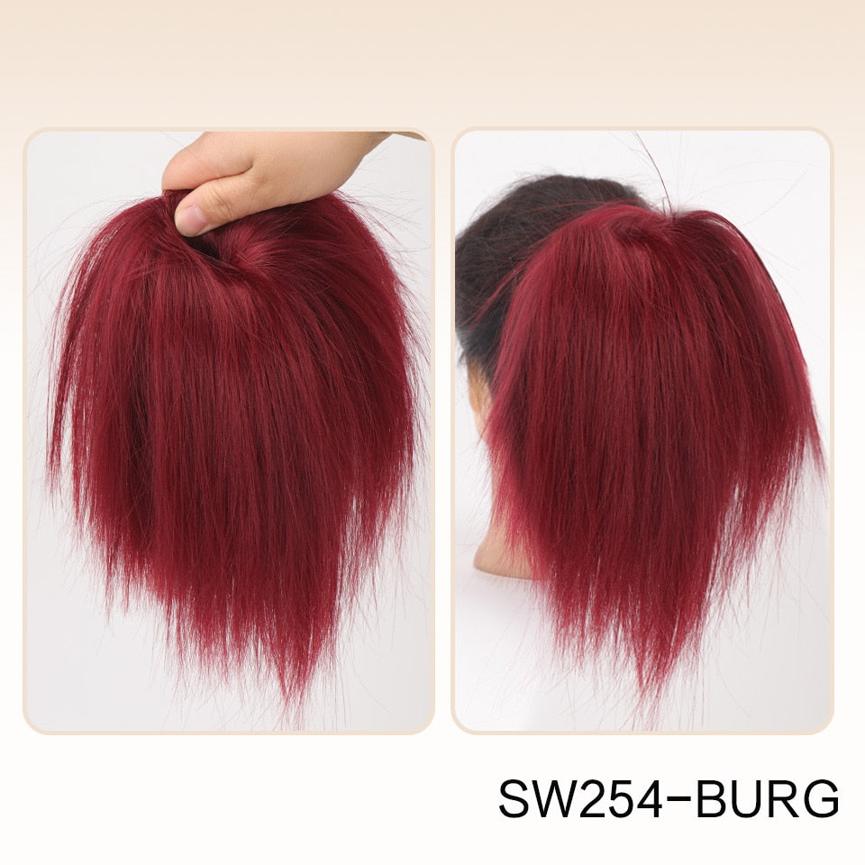 Red Straight Hair Bun Extension