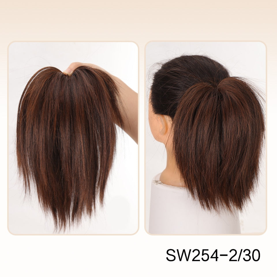 Ash Brown Straight Hair Bun Extension