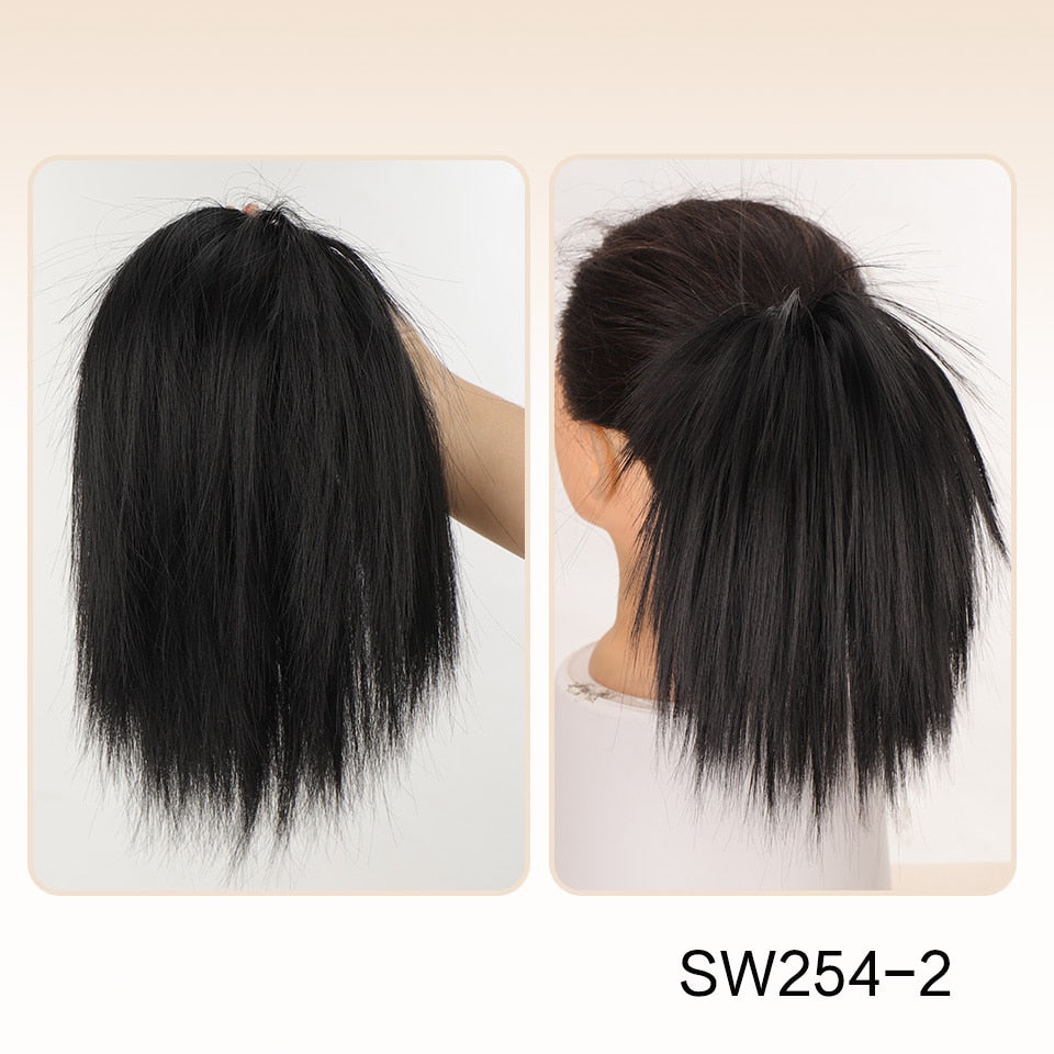 Black Straight Hair Bun Extension