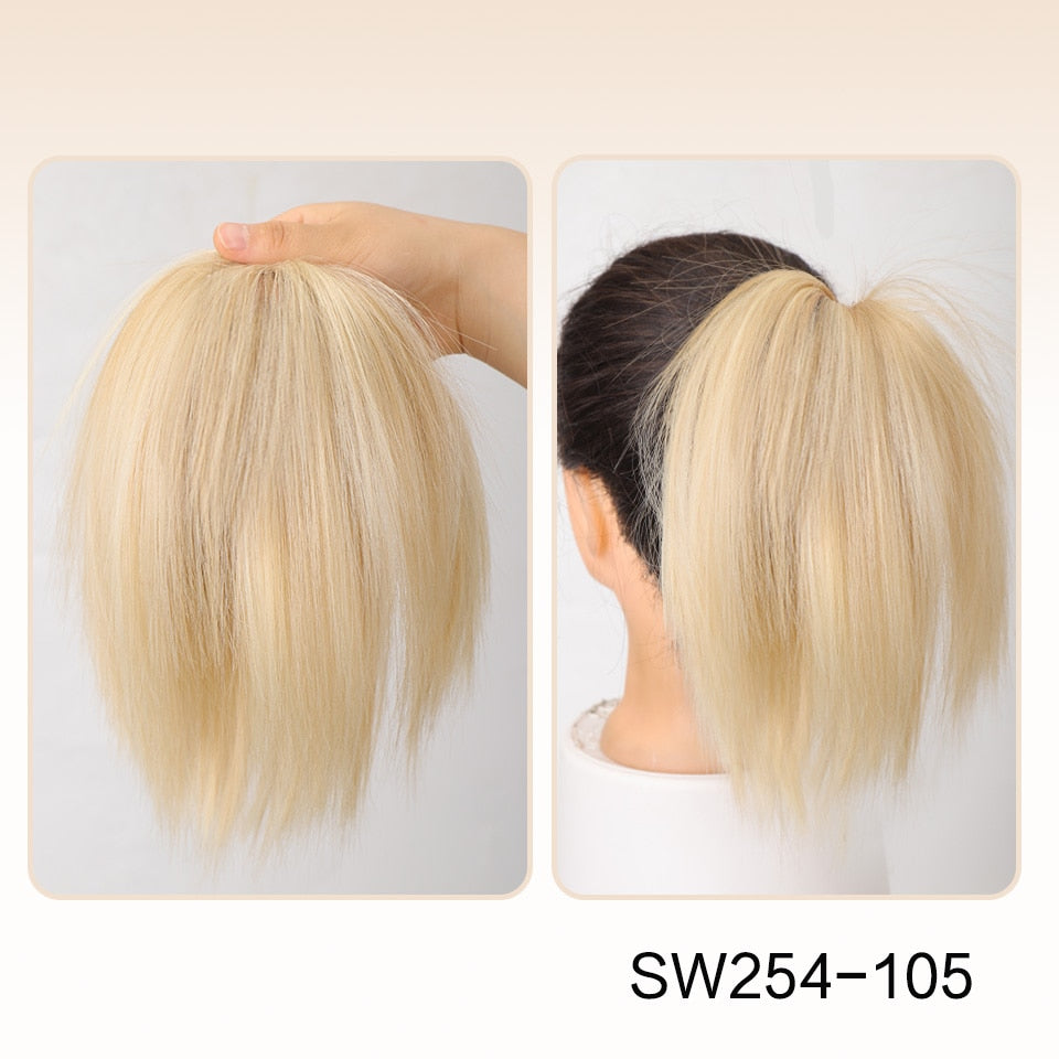 Bleach Blonde Straight Hair Bun Extension