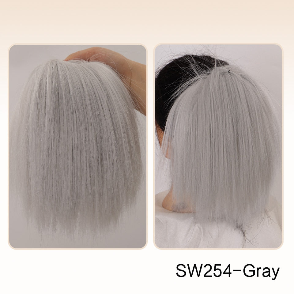 White Straight Hair Bun Extension