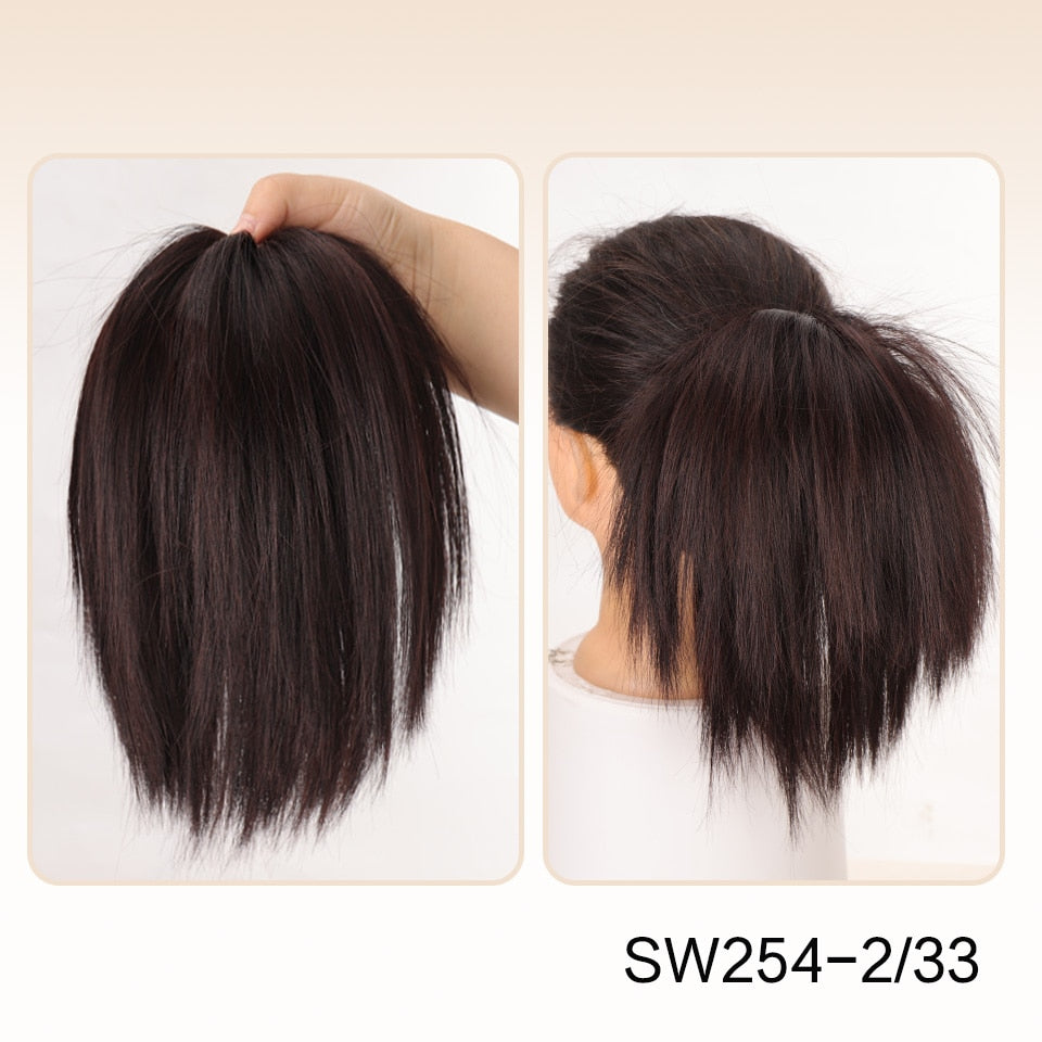 Ash brown Straight Hair Bun Extension