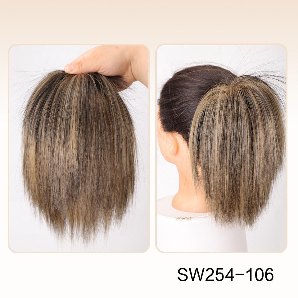 Ash Brown Straight Hair Bun Extension