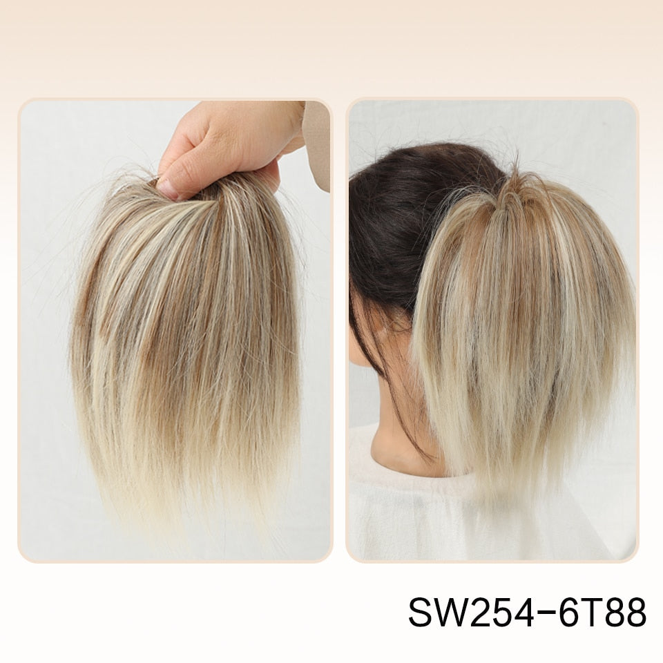 Ash Blonde Straight Hair Bun Extension