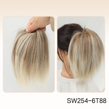 Ash Blonde Straight Hair Bun Extension