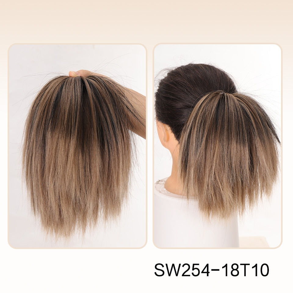 Ash Blonde Straight Hair Bun Extension