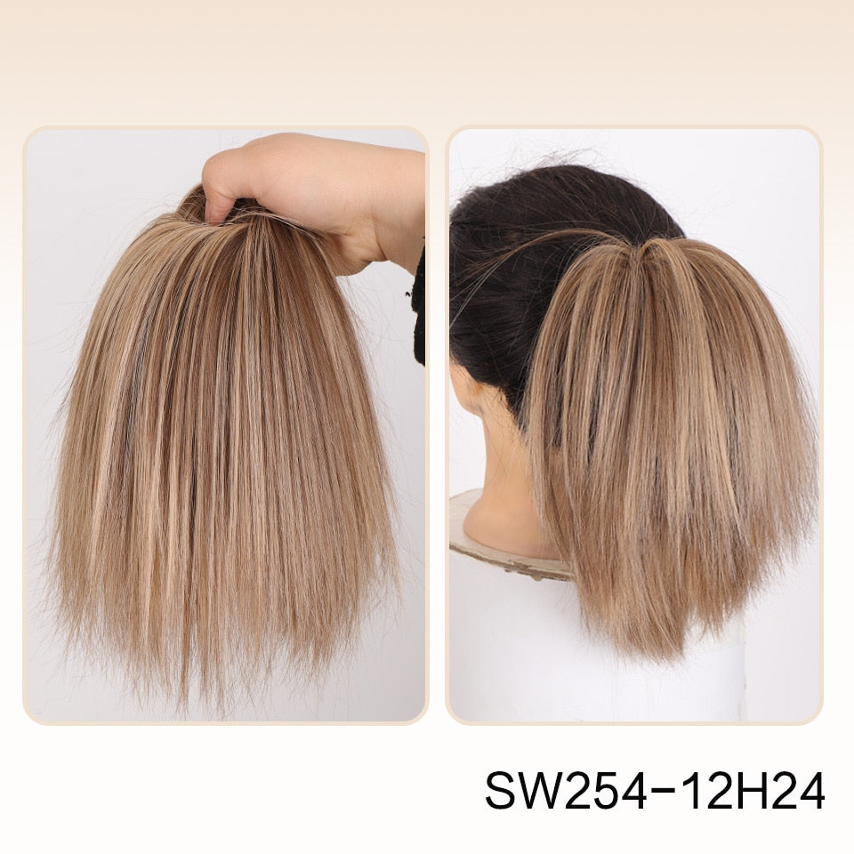 Ash Blonde Straight Hair Bun Extension